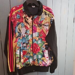 Ed HARDY Graphic Zip-Up Jacket. LARGE. Track Jacket.